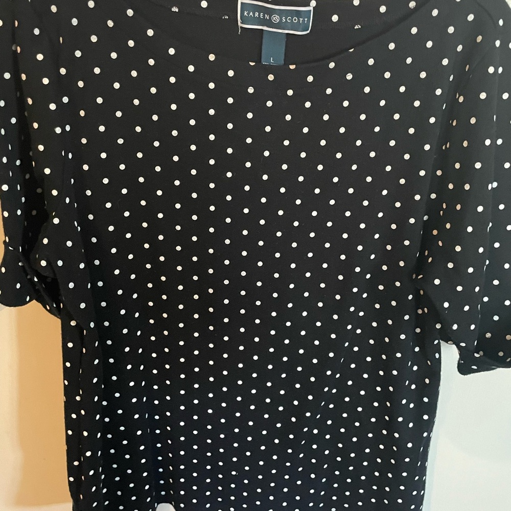 Karen Scott cotton polka dot tee